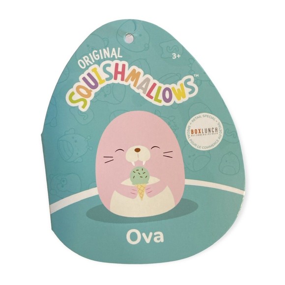 SQUISHMALLOW 8" Ova Pink Walrus With Ice Cream PLUSH Boxlunch EXCLUSIVE NEW - Picture 3 of 4